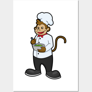 Monkey as Cook with Bowl Posters and Art